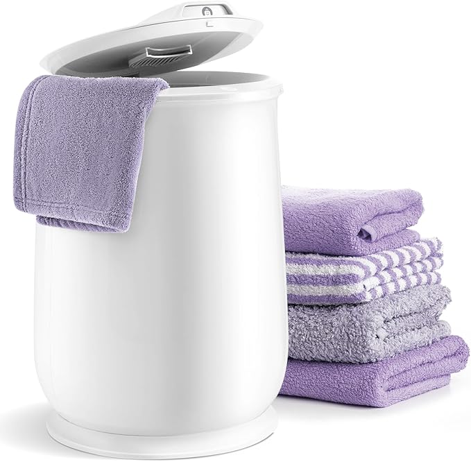 Tangkula Towel Warmer Bucket, 21L Towel Warmer with Flip-Top Lid, 1H Auto Shut Off, Fits up to 2 Oversized 45" x 70" Towels, Hot Towel Heater for Blankets, Bathrobes, with Safety Lock (White, 21L)