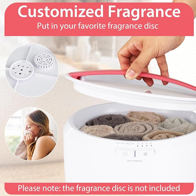 Tangkula Towel Warmer Bucket, Countertop Towel Warmer for Bathroom w/Aromatherapy Holder, Auto Shut Off & Timer, Towel Heater Fits Up to 40" x 70" Oversized Towels, Bathrobes (Pink, 16L)