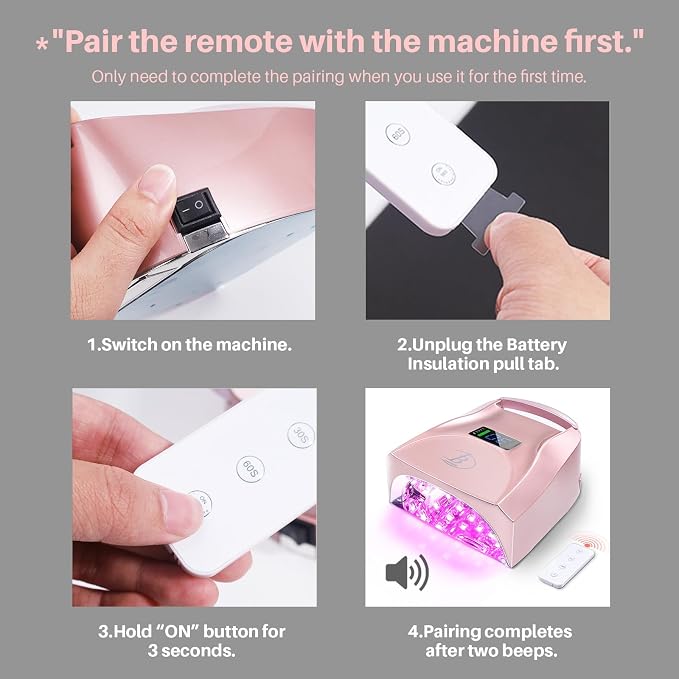 96W Cordless Nail Lamp, Pearl White Nail Dryer with Remote Control,Auto Sensor,Reflective Magnetic Bottom,Cooling Fan & 4 Timer,Rechargeable Professional LED UV Light for Nails Gel Polish