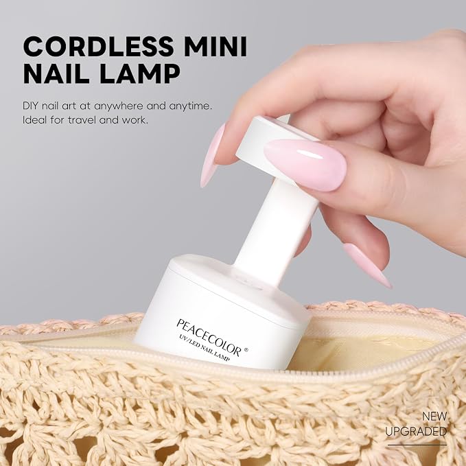 PEACECOLOR Mini U V Light for Gel Nails U V Nail Lamp Nail Dryer 2 Timer Modes Fast Curing LED Nail Lamp for Gel Nail Polish Home Salon DIY Gifts for Women