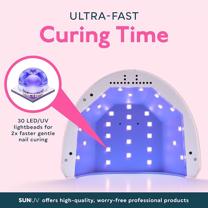 SUNUV UV Light for Gel Nails, Professional UV LED Nail Lamp SUNONE Pink | 30 LEDs Fast Curing Lamp for All Gel Nail Polishes, 3 Timers, Auto Sensor, Removable Base, Home DIY Salon Tool, Ideal Gift