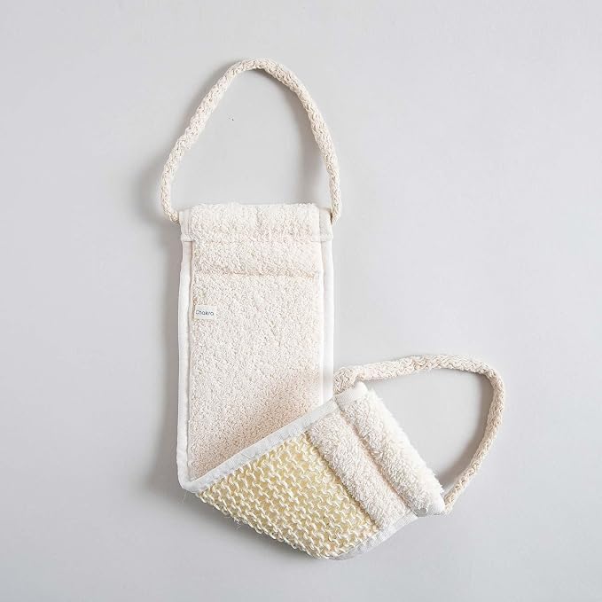 Chakra Sisal Fiber Exfoliating Back Scrubber Mitt - Deep Cleansing Massage Glove for Soft Skin, Essential Bath and Spa Accessory