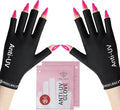Modelones UV Gloves for Gel Nail Lamp, Black UV Gloves for Gel Manicures | Professional UPF50+ UV Protection Gloves for Manicures Art Skin Care Fingerless Glove for Women