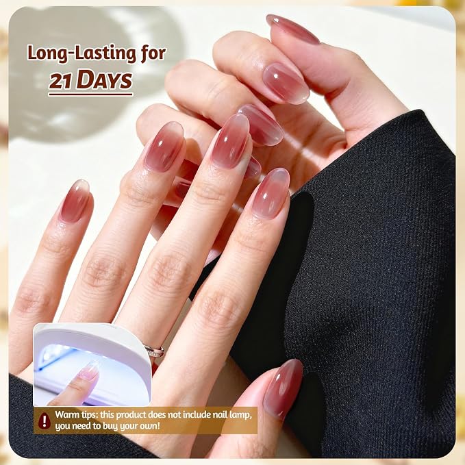 JODSONE 10 Colors Base Coat Builder Colors Gel Polish | 3-in-1 Jelly Gel Set with Top Coat Extension Builder Gel Polish for Nails DIY Nail Art Gift for Women