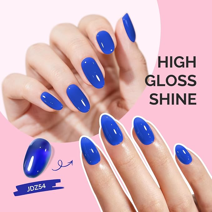 MelodySusie Blue Gel Nail Polish, 0.5Fl.oz Jeweliver Jelly Royal blue Gel Polish Translucent Dark Blue Deep Sheer Color Soak Off U V LED Gel Polish Nail Art Design Manicure Salon DIY At Home JDZ54