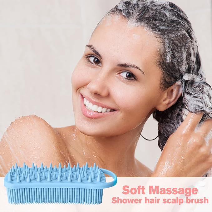 2PCS Silicone Body Scrubber, Loofah for Women, Shower Cleaner Scrub Brush | Gentle Exfoliating Shower Bath Brush, Rubber Body Wash Deep Cleaning & Exfoliator & Massage, Travel-Friendly for Bathroom