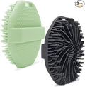 2-Pack Silicone Body Scrubber Shower Brushes,Exfoliating Body Scrubber for All Skin Type, Eco Friendly Shower Scrubber for Body, Silicone Body Brush for Showering (Black & Green)