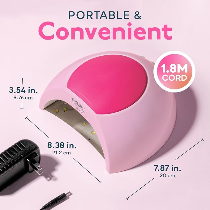 SUNUV UV LED Nail Lamp, Nail Light for Gel Polish, Auto Sensor SUN2C Pink | 4 Timer Settings, 33 LEDs, Fast Curing Lamp, Removable Base, Compatible with All Gel Polish, Home & Salon Use