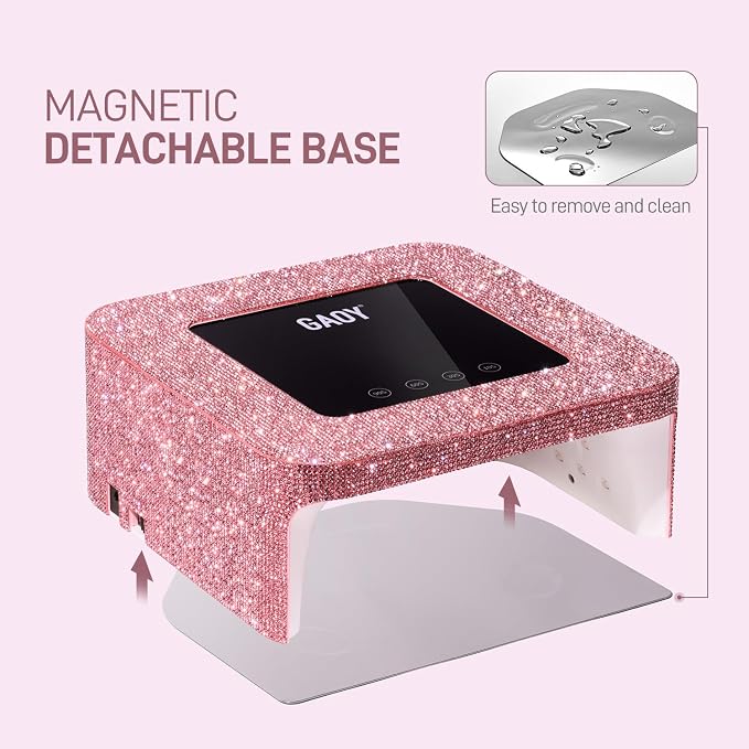 GAOY Cordless UV LED Nail Lamp for Gel Nails, Rechargeable, Pink Diamond
