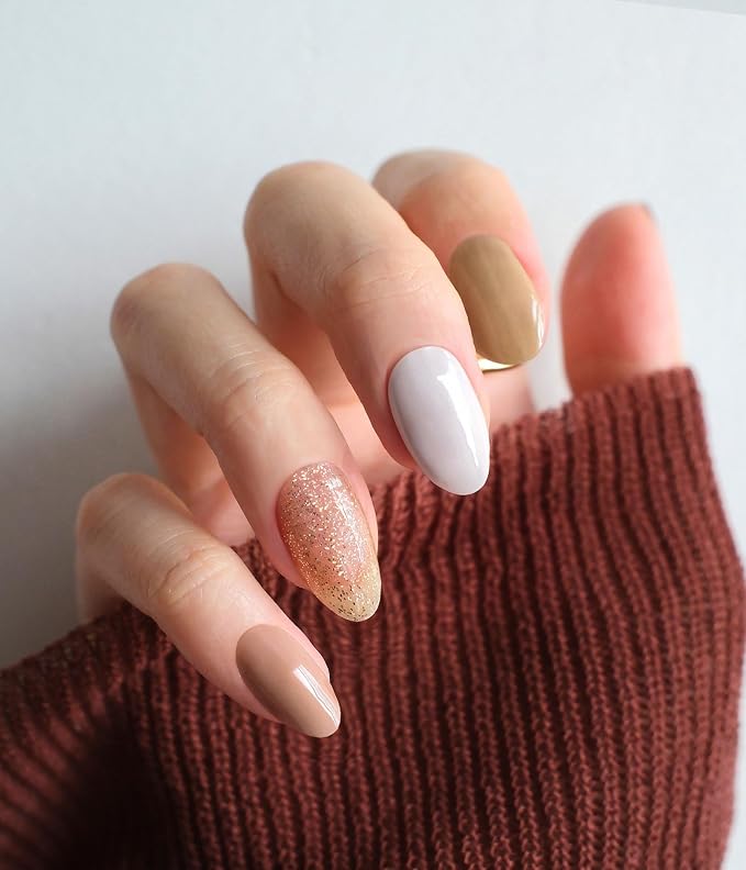 Nail Polish Strips - No UV Lamp Needed (Sepia Tone Brown) | 22 Pcs Salon Quality Gel Nail Stickers - Long Lasting Wraps Easy Application and Removal