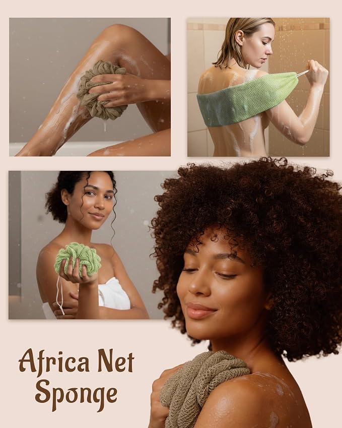 Yiclick African Net Sponge Authentic with Knots 2 Pack - Exfoliating Washcloth Towel, Back Scrubber for Shower Bath, Exfoliating Body Scrubber Exfoliator, African Rags Wash Cloth Loofah Lufa Sponge