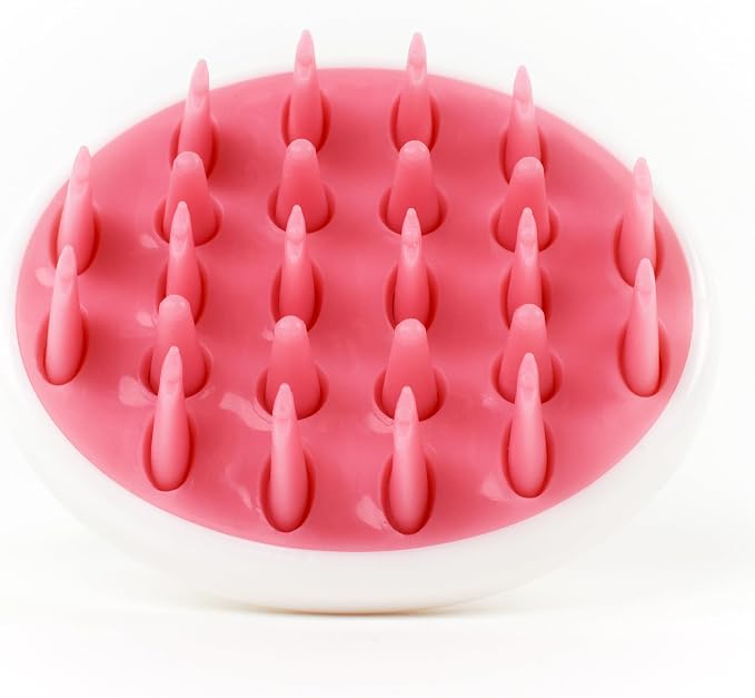 Zyllion Hair Shampoo Brush and Scalp Massager Care for Dandruff Removal, Scrubber, Hair Growth and Exfoliator with Flat and Pointed Soft Silicone Bristles for Women and Men - Pink (ZMA-12-PK)