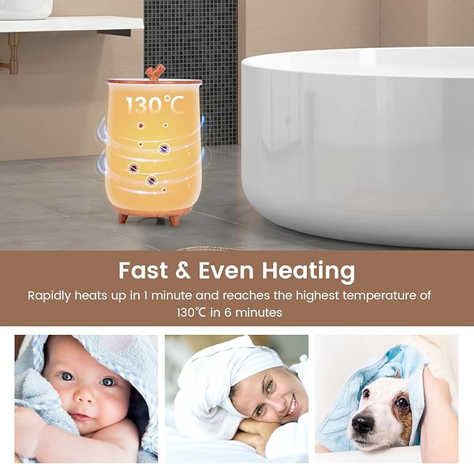 S AFSTAR 23L Towel Warmers for Bathroom - Large Luxury Towel Warmer Bucket with 3 Heat Modes, 4 Timer Settings, Fragrance Disc Holder, Auto Shut Off, Towel Heater for Blankets, Bathrobes (Coffee)