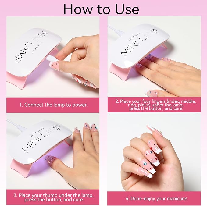 Makartt Mini UV Light for Gel Nails: 6W Fast Curing Gel Nails Polish | Mini USB Portable Lamp Fast Drying Gel Polish Curing Light 60S Timer Dryer Manicure Salon Home DIY, Pink