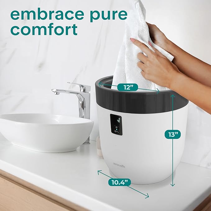 Serenelife Counter Towel Warmer, Luxury Towel Warmer Bucket, Towel Warmer for Bathroom, Auto Shut Off, Fits Oversized Towels, Bathrobes, Blankets, PJ's and More