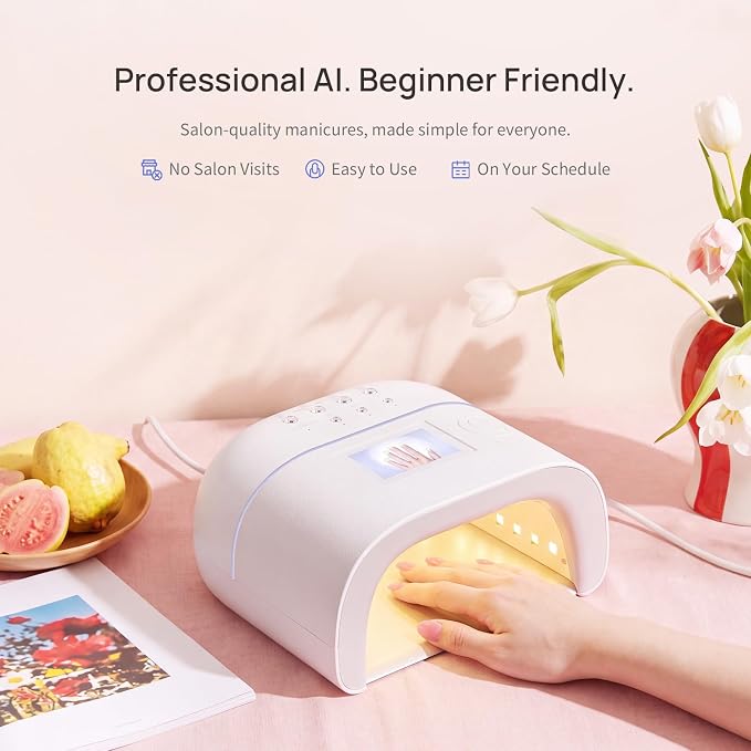 Mini AI UV LED Nail Lamp for Gel Nails - O NAIL Portable Gel Nail Dryer for Beginners & Home DIY, Travel-Friendly Curing Light Works with Smart Automatic Sensor & Easy Timers(Plug-in Version)