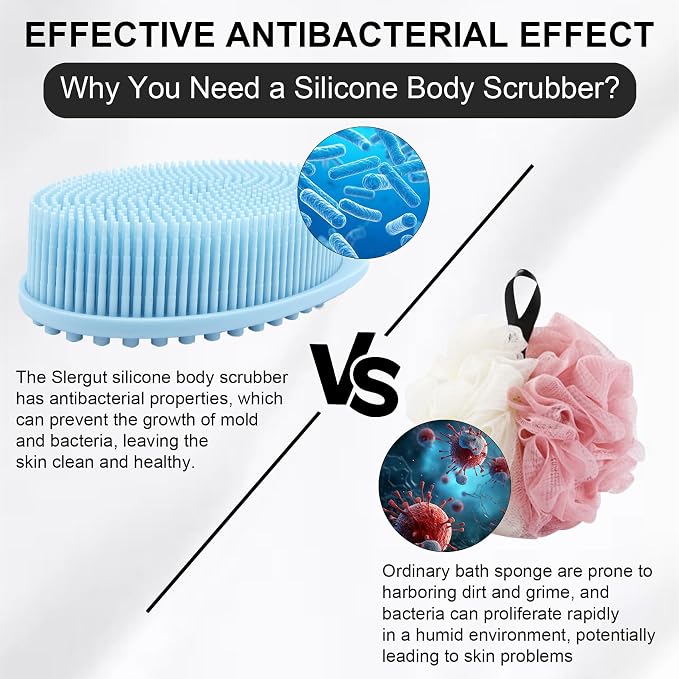 Soft Silicone Body Scrubber, 3 PCS Exfoliating Silicone Loofah, Body Scrubber Shower Brush Exfoliating and Massage 2 in 1, Bath Shower Brush for Cleaning Sensitive Skin Kids Women Men, Lather Well