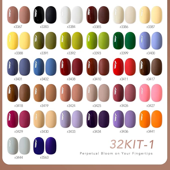GAOY 37 Gel Nail Polish Set, 32 Colors Gel Nail Kit with UV Light At Home | Base Coat, Glitter Glossy Matte Top Coat, Builder Gel, Pigmented Color, Red Brown Green Blue Black White, Gifts for Women