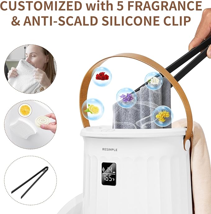Hot Towel Warmer for Bathroom Luxury Bucket Towel Heater, 20L Large Capacity Spa Blankets Warmers, Safety Lock Design, 5 Fragrance Discs, Auto Shut Off, Fit up to Two 40"X70" Oversized Towels