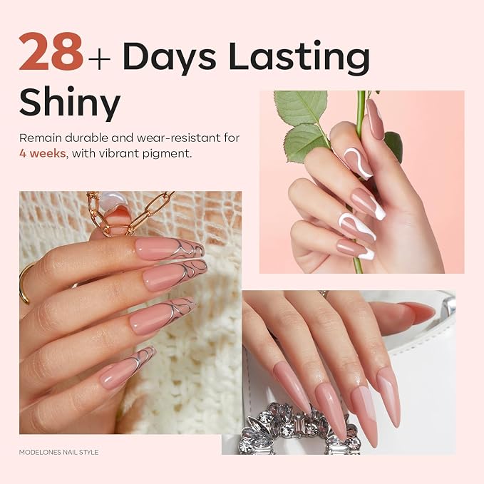 modelones 50g Pink Nude Solid Builder Gel Poly Nail Gel Extension | Non-Sticky Gel Nail Polish Apply Upgraded 3D Art Sculpting Molding Starter-friendly