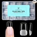 TOMICCA Medium Square Nail Tips, 240pcs 15 Sizes, Soft Gel Tips | Half Matte Pre-Shaped Full Cover Clear Fake Nails, Acrylic Press on Nails for Extension, Beginners and Professional Salon
