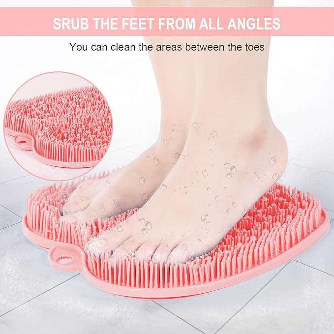 BESKAR XL Larger Shower Foot Scrubber Mat with Non-Slip Suction Cups | Cleans, Smooths, Exfoliates, Massages Your Feet Without Bending, Improve Foot Circulation, Soothes Tired Feet