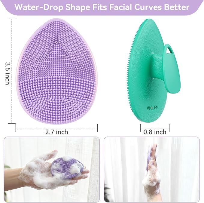 Silicone Face Scrubber, Facial Cleansing Brush, Face Exfoliator Scrub Brush | Manual Rubber Gentle Face Wash Brush, Face Care Cleanser Brushes for Exfoliating, Pore Blackhead Brush Tool for Men Women