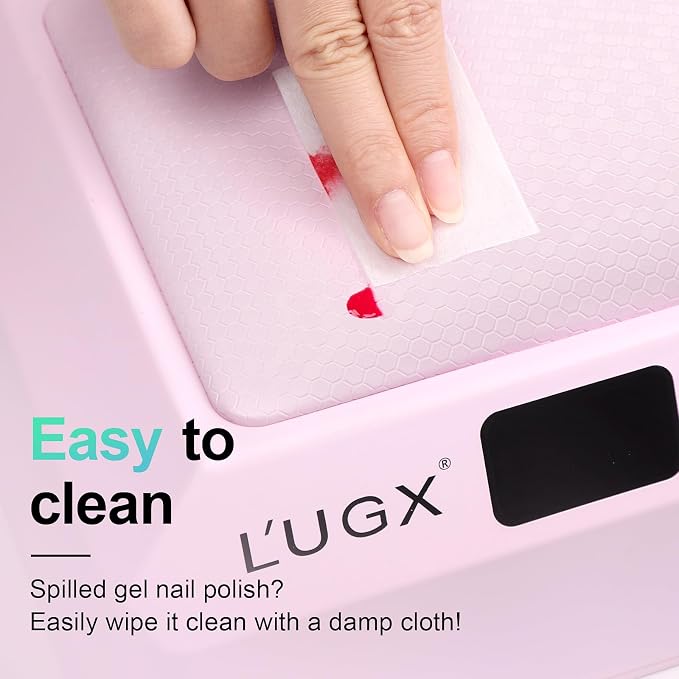 L'UGX Professional Nail Lamp for Gel Polish Dryer 72W LED UV Nail Lights with Arm Rest Pillow & Retractable Tray,Perfect for Manicure & Pedicure at Salon & Home Pink