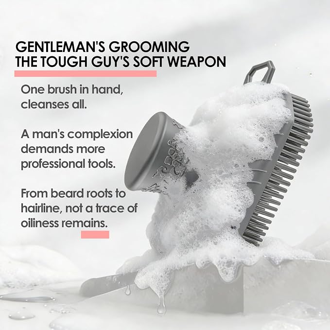 RamPula Face Scrubber, Silicone Exfoliating Brush for Men Women, Facial Cleansing Brush, Manual Waterproof Cleansing Skin Care, Blackhead Removing Pore Cleansing Massaging Face Brushes - Grey | Softening,Massage,Smoothening,Pores,Cleansing,Exfoliating