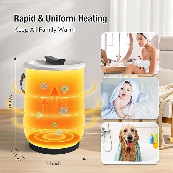 Heated Towel Warmer for Bathroom, Large Towel Warmer with Heating Timer, LED Display, Auto Shut-Off, Safety Lock, Towel Warmer Fits Two 40"x70" Oversized Towels, Bathrobes, Blankets - Black