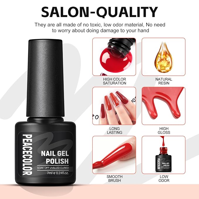 Peacecolor 65PCs Gel Nail Polish Kit with U V Light and Drill, 35 Colors Gel Nail Kit 5PCs Matte/Glossy/Glitter Top Base Coat Nail Rhinestones Manicure Tools Starter Kit Gifts for Women DIY