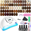 JODSONE Nude Brown Gel Nail Polish Kit 32 Colors Beige Chocolate Caramel with 4 Functional Gel for DIY Nail Art at Home