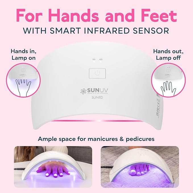 SUNUV UV LED Nail Lamp, UV Light for Gel Nail Polish Dryer SUN9C White | Auto Sensor with 2 Times, Portable for Hands & Feet, Fast Curing Lamp for All Gel Polishes, Easy to Use DIY Manicure at Home