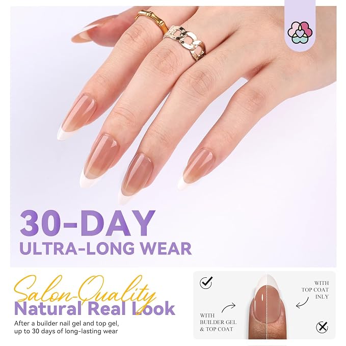 SAVILAND Press On Nails For Women: 4-In-1 French Tip Press On Nails Acrylic 15 Sizes Press On Nails Almond Medium Strong Nail Glue for Press Ons U V Light Nail Glue Remover A-F Primer French Tip Tool