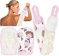 Deep Exfoliating Glove for Shower 2PCS: 1 Double-Sided Mitt, 1 Extra Long Exfoliating Washcloth - Extreme Body & Back Scrubber for Shower, Massage Scrub Exfoliator & Bath Loofah Sponge (Pink)