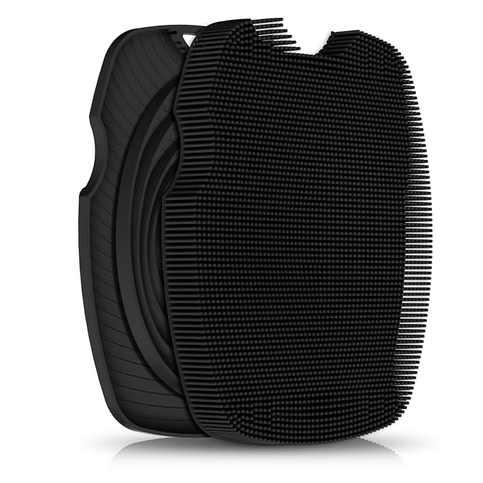 Canroom Silicone Bdoy Scrubber -Anti Zinc Infused-Exfoliating Shower Brush | Highly Elastic Bristles Exfoliator Silicone Shower Scrubber for Body,Cellulite Reduction,Blood Circulation-Black
