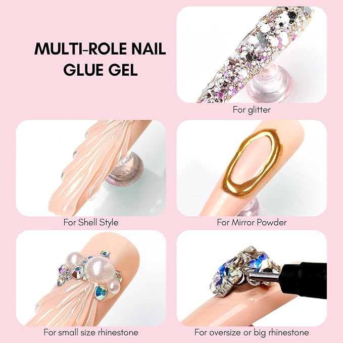 Makartt Nail Gem Glue: Precision Gel for Tiny Gems and Gap Filling 30ml | 30-Day Hold, Low Viscosity, UV/LED Cured, Gap Filling, Tiny Crystal, Caviar Beads, Nail Pearls, Small Charms, DIY Salon Use