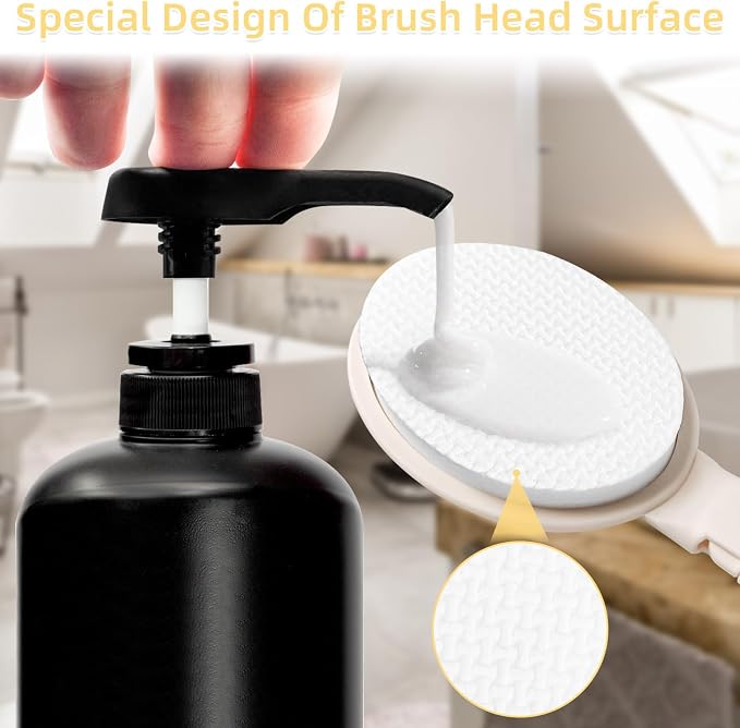 LFJ 19" Long Handle Shower Sponge Brush Set | 3 in 1 Body Brush, Bath Sponge and Lotion Applicator Improved Skin Health, Foldable, For Man and Women, 2PCS