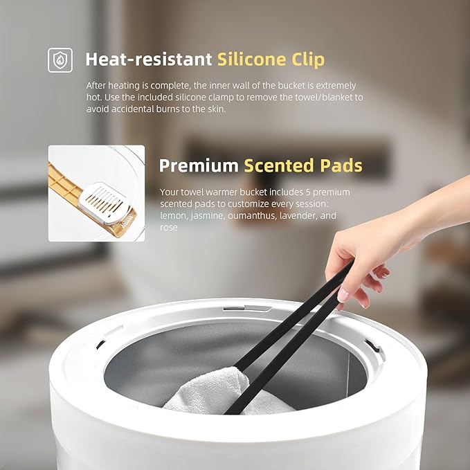 Towel Warmer Bucket 25L Rapid Heating - Luxury Towel Warmers for Bathroom with Bluetooth Speaker, Fits up to 3 Oversized Towels, Blankets, Bathrobe - with Timer, Mood Light