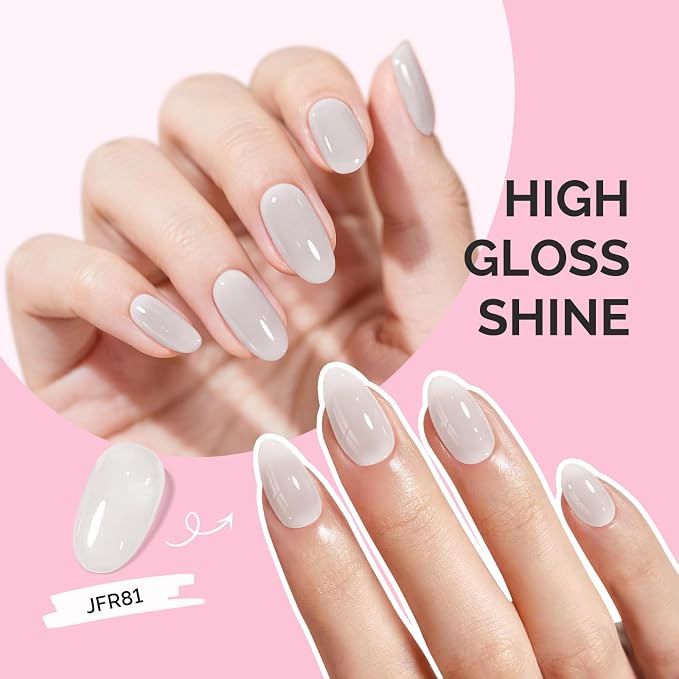 MelodySusie White Gel Nail Polish, 0.5Fl.oz Jeweliver Jelly Gel Polish Translucent Nude Natural Color Sheer Soak Off UV LED Light Cure Gift for Women Girls Nail Art Manicure DIY at Home JFR81