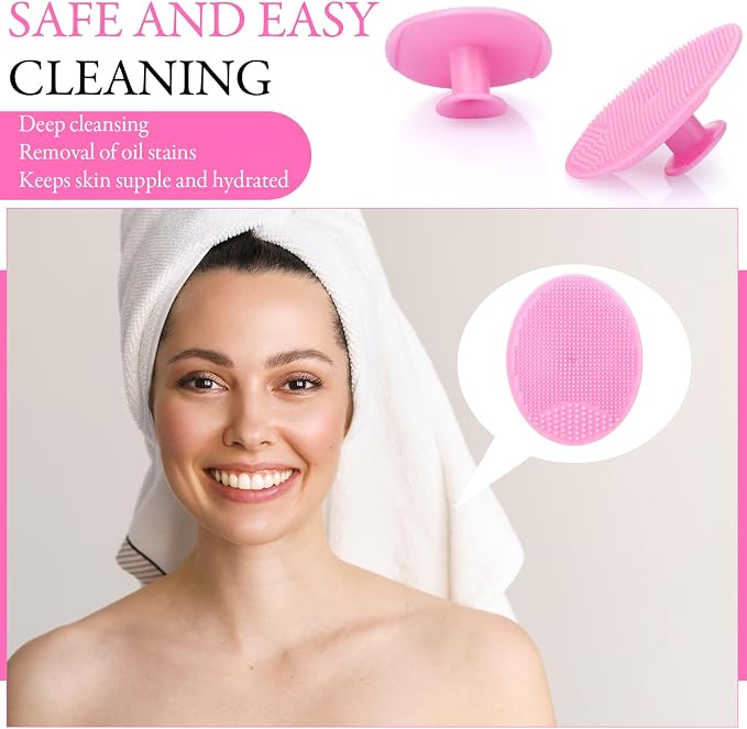 Nuogo 20 Pack Face Scrubber Soft Silicone Facial Cleansing Brush Wash Brush for Deep Cleaning, Face Scrub Brushes for Massage Faces Exfoliator Blackhead Removing Faces Cleansing Pads(Pink)