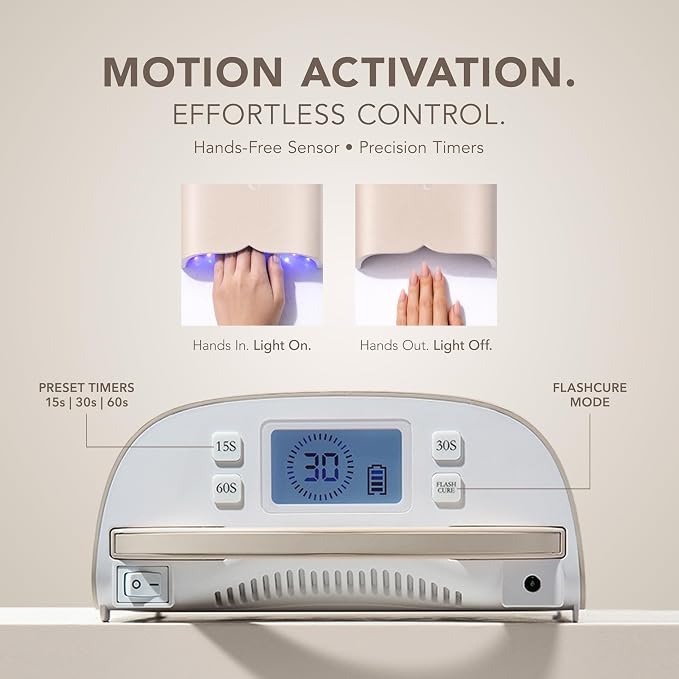 KIARA SKY Beyond Pro V3 UV LED Nail Lamp White – Cordless Rechargeable Gel Lamp w/Smart Sensor, Flashcure Low Heat Mode, Full-Hand Coverage & Timer for Gel Polish, Builder Top Coat 48W (240v)