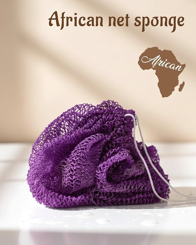 Yiclick African Net Sponge Authentic with Knots 2 Pack - Exfoliating Washcloth Towel, Back Scrubber for Shower Bath, Exfoliating Body Scrubber Exfoliator, African Rags Wash Cloth Loofah Lufa Sponge