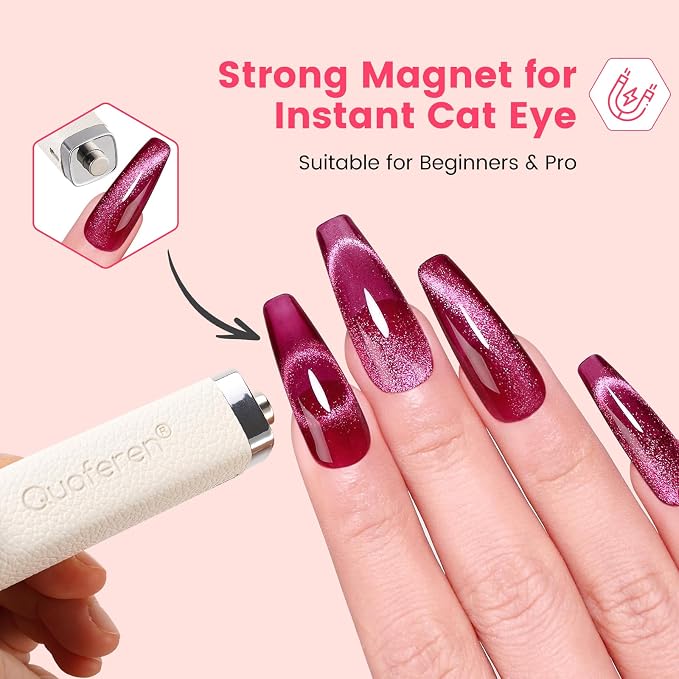 Mini Flash Cure Handheld UV Nail Lamp with Stand, Cat Eye Magnet(White) | Auto Sensor, 365+405nm for Gelx, Nail Tips, Glue, Rhinestone, Hands-Free, Cordless, Type-C Charging for Home Salon