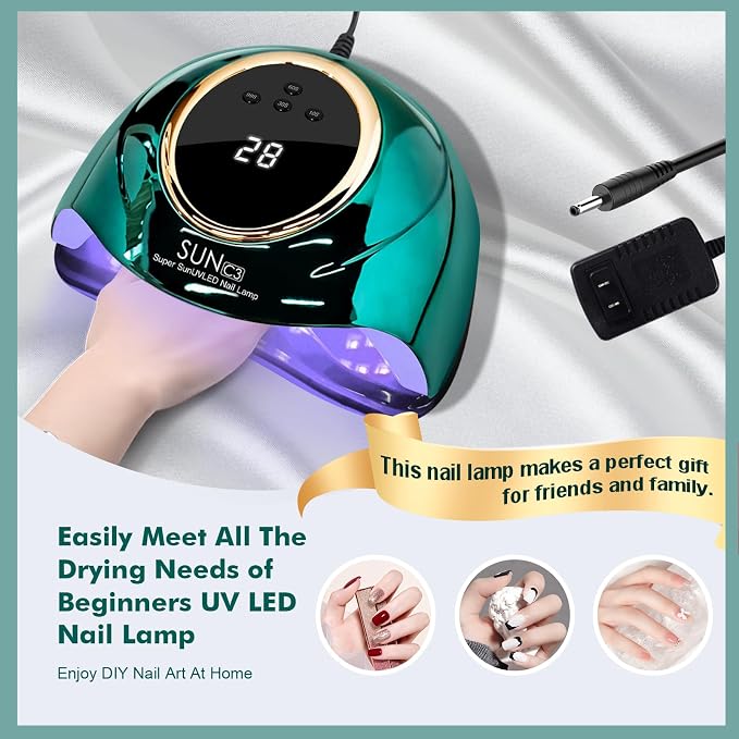 UV Light for Gel Nails 288W UV Nail Lamp with 63 LED Beads for Gel Polish with LCD Display Auto Sensor and 4 Timer Settings Professional Nail lamp
