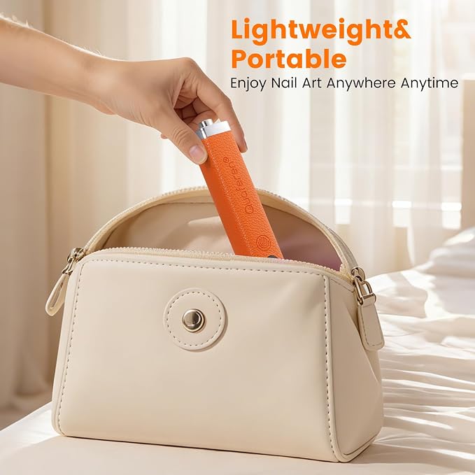 Mini Flash Cure Handheld UV Nail Lamp with Stand, Cat Eye Magnet(Orange) | Auto Sensor, 365+405nm for Gelx, Nail Tips, Glue, Rhinestone, Hands-Free, Cordless, Type-C Charging for Home Salon