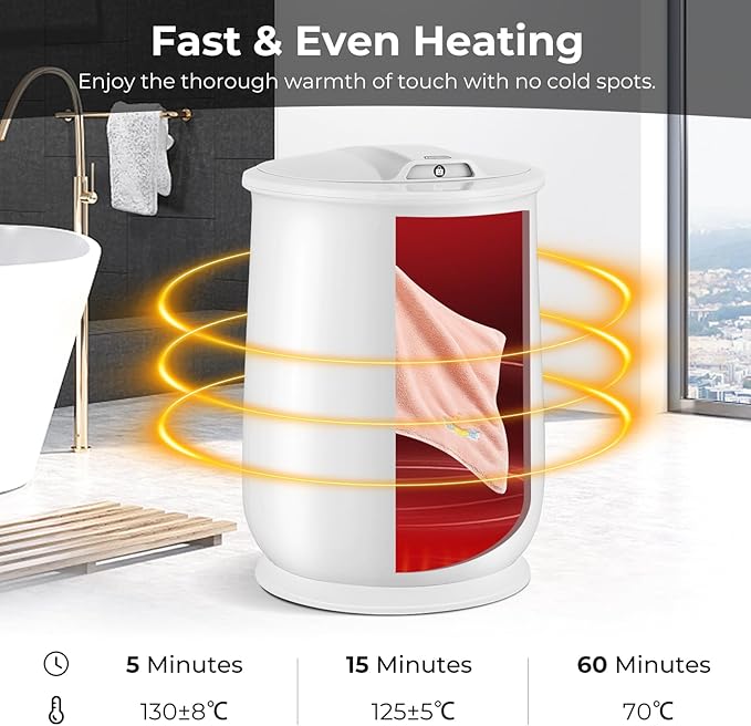 COSTWAY Towel Warmer for Bathroom, 21L Large Towel Heater with Flip-top Lid, Child Safety Lock, 1H Auto Shut Off, Blanket Warmer for Towels, 45” x 70” Bathrobes, Bathroom, Gift for Family