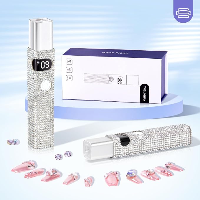 Handheld Cordless UV Nail Lamp with LCD Display | Mini UV LED Light for Gel Nails, Portable Flash Cure Lamp, Rechargeable USB Nail Dryer Fast Curing Salon & Home DIY