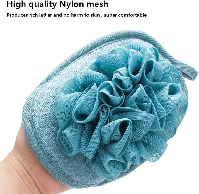 3 Pack Body Sponge Brushes Pouf Mesh Brush Shower Glove with Flower Bath Ball
