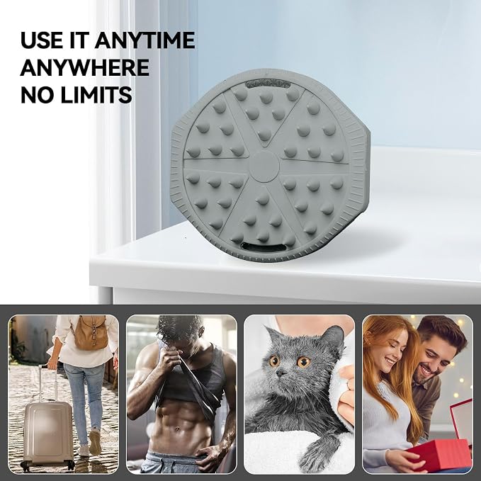 Silicone Body Scrubber, Dual-Sided Silicone Loofah for Shower, Exfoliating Body Brush Scrubber for Men and Women for All Skin, Scalp Scrubber Lather Well＆Easy to Clean (Gray)